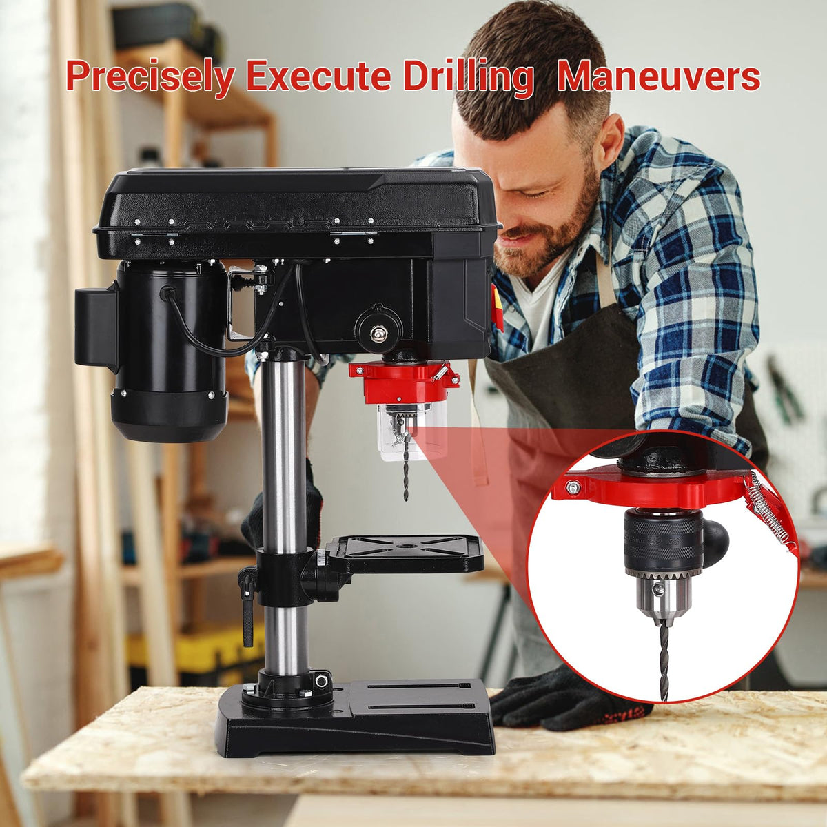 8 Inch 2.5A Benchtop Drill Press with 5 Speed Adjustable T12877