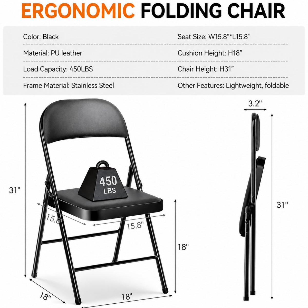 Folding Chairs with Cushion 10 Pack E710