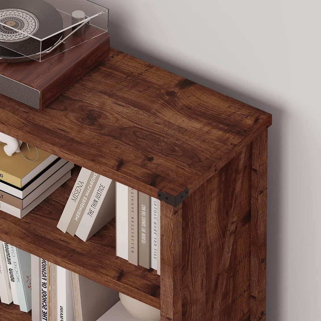 Rustic Oak 3 Shelf Wood Bookshelf U3409