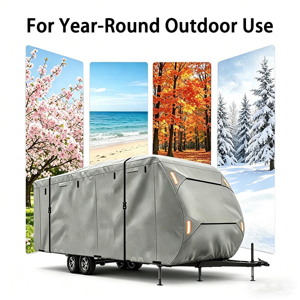 Waterproof 420D Travel Trailer Cover with Adjustable Straps L9724