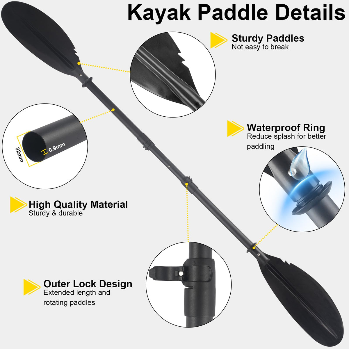 Telescoping Kayak Paddle Black 94inch U499