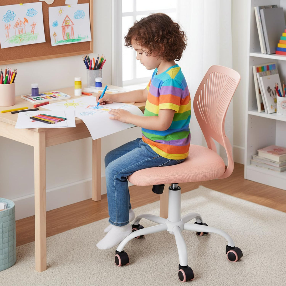Orange Mesh Height Adjustable Swivel Desk Chair K2712
