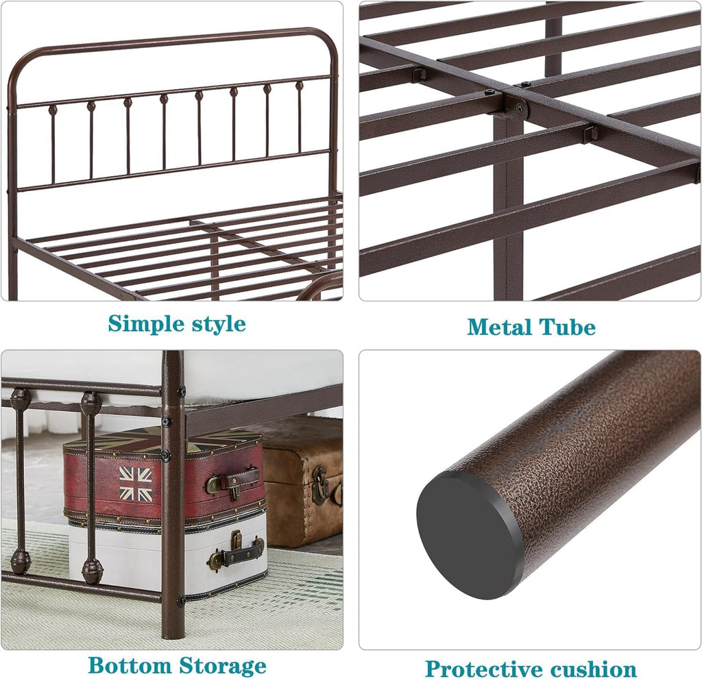 Full Size Metal Bed Frame with Headboard and Footboard A119