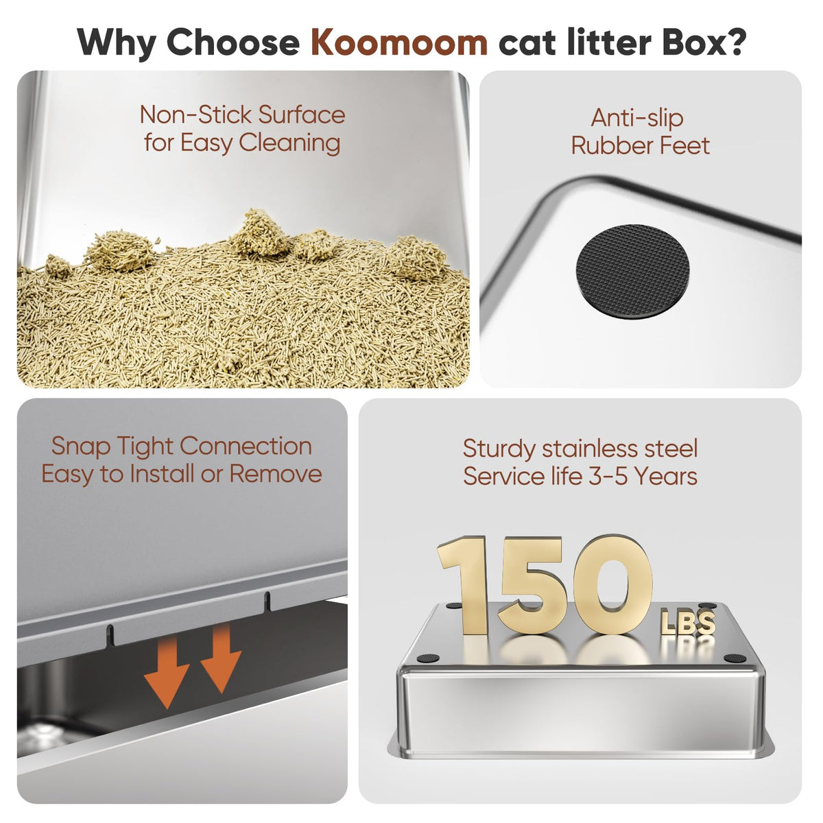 Extra Large Stainless Steel Litter Box with Lid Z4678