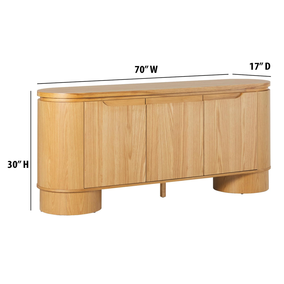 70 Inch White Oak Wood Sideboard TV Stand with Storage W54290
