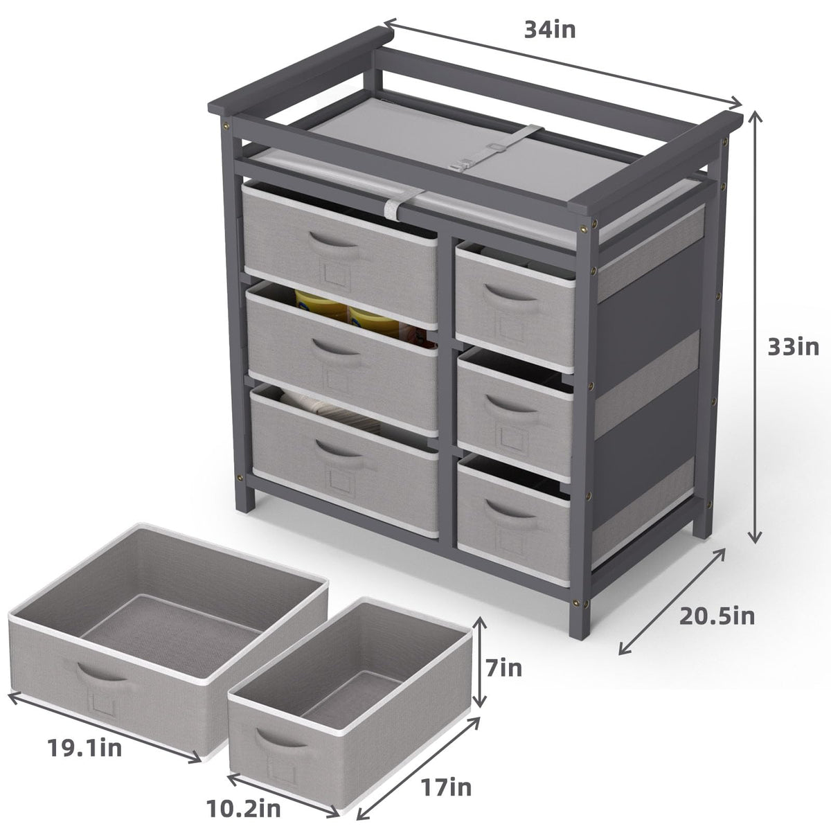 Baby Changing Table with 6 Drawers Storage Station Z9464