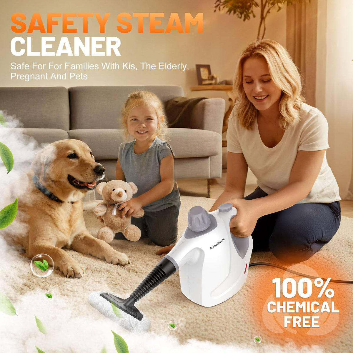 Handheld Pressurized Steam Cleaner with 11-Pieces Accessories L91085