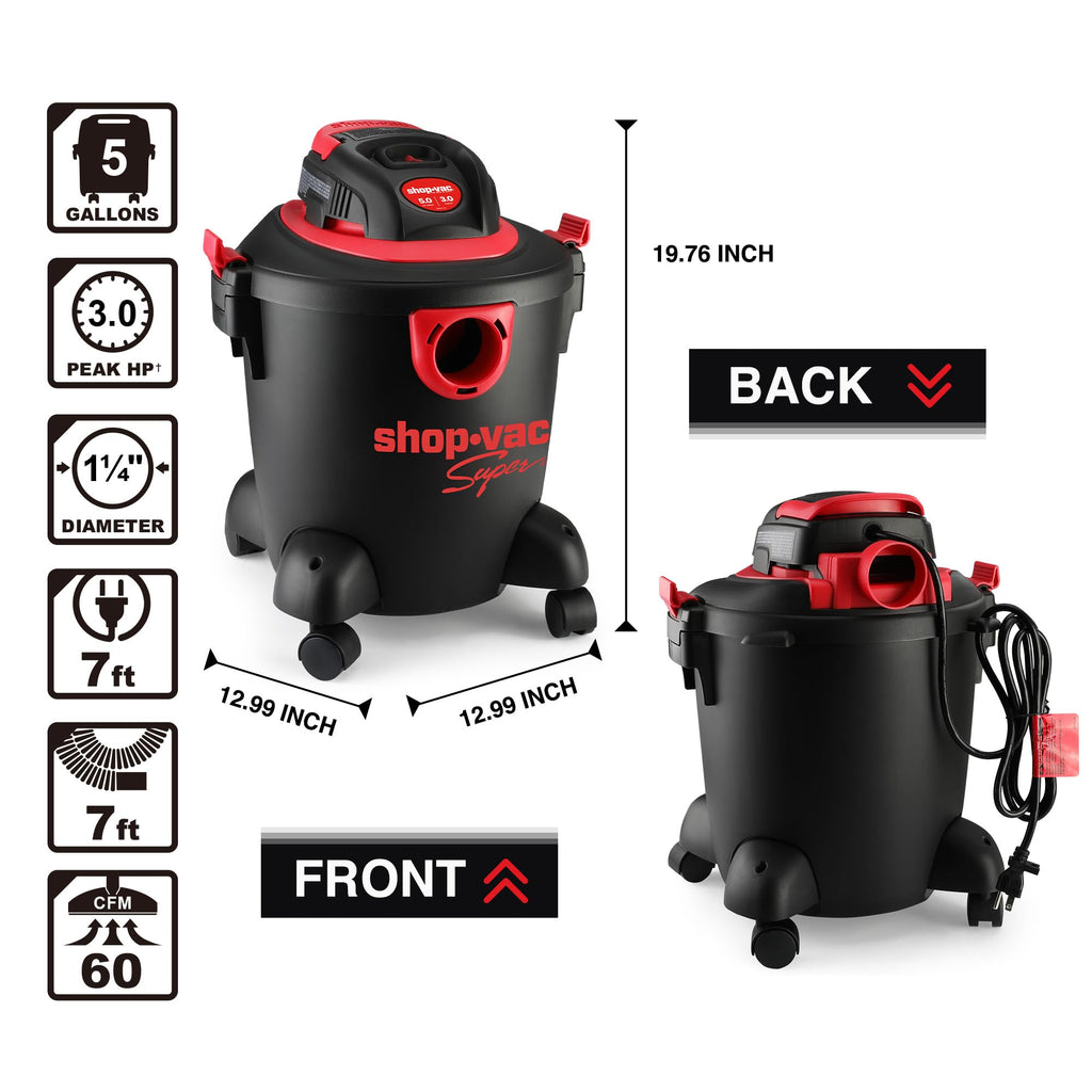 5 Gallon 3.0 Peak HP Wet/Dry Vac with Blower U51250