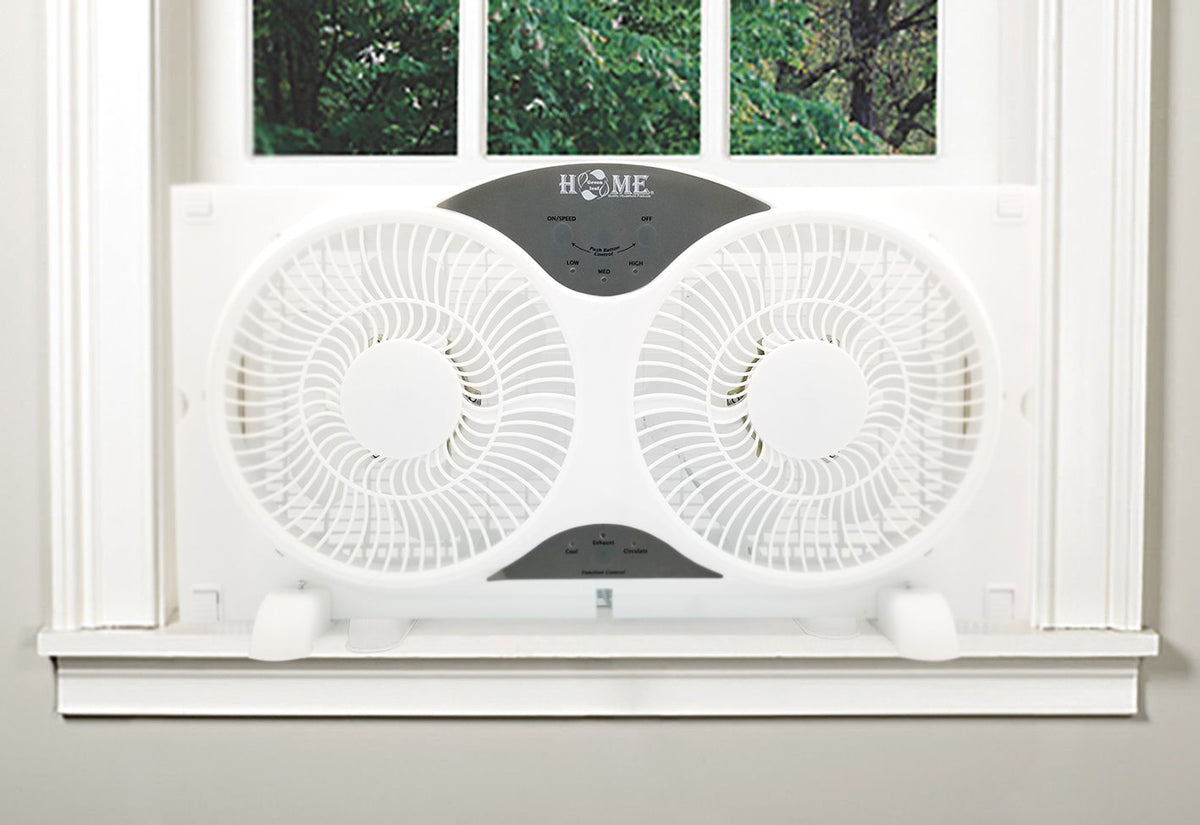 9" Twin Window Fan 3 Speed with Remote Control, White O861853