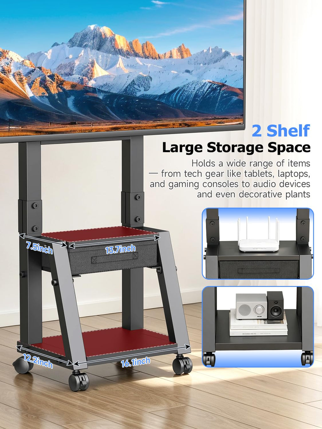 Mobile TV Cart with Storage Drawer for 32-75 inch TVs Z187234