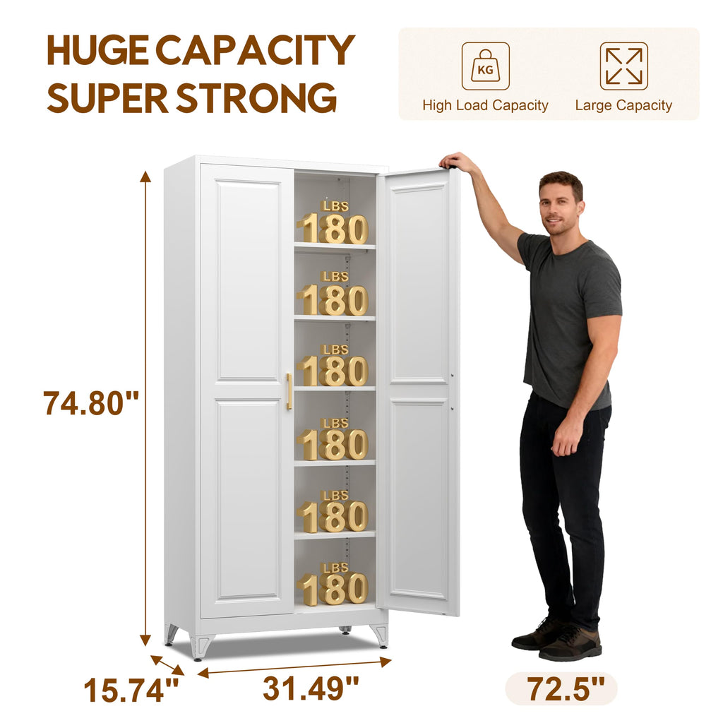 75" Metal Kitchen Pantry Cabinet with Doors K66451