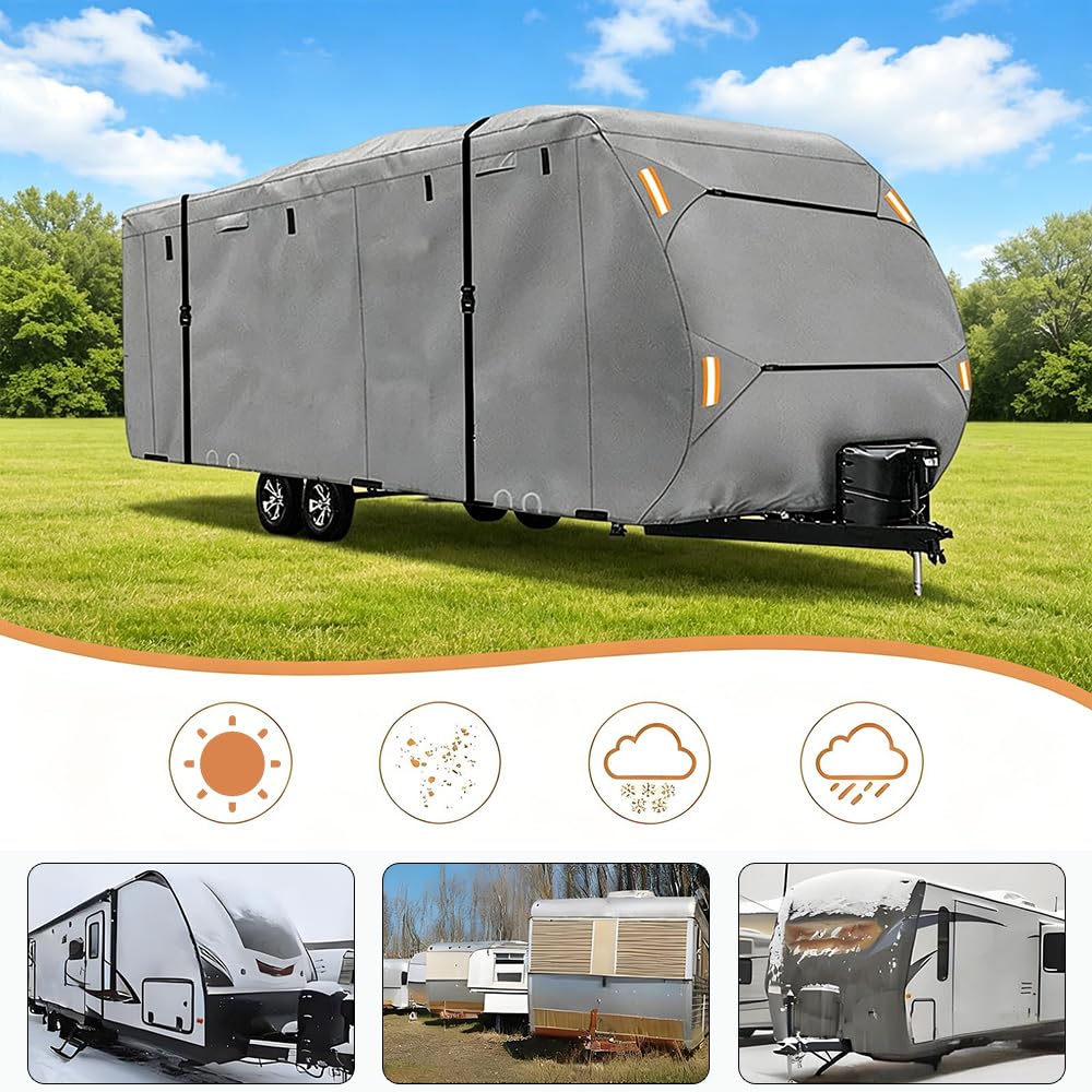 Waterproof 420D Travel Trailer Cover with Adjustable Straps L9724