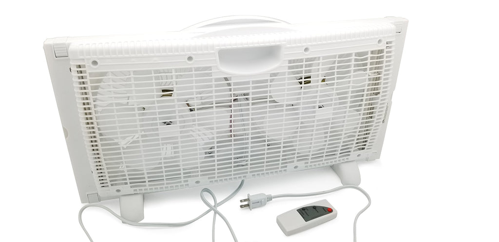 9" Twin Window Fan 3 Speed with Remote Control, White O861853