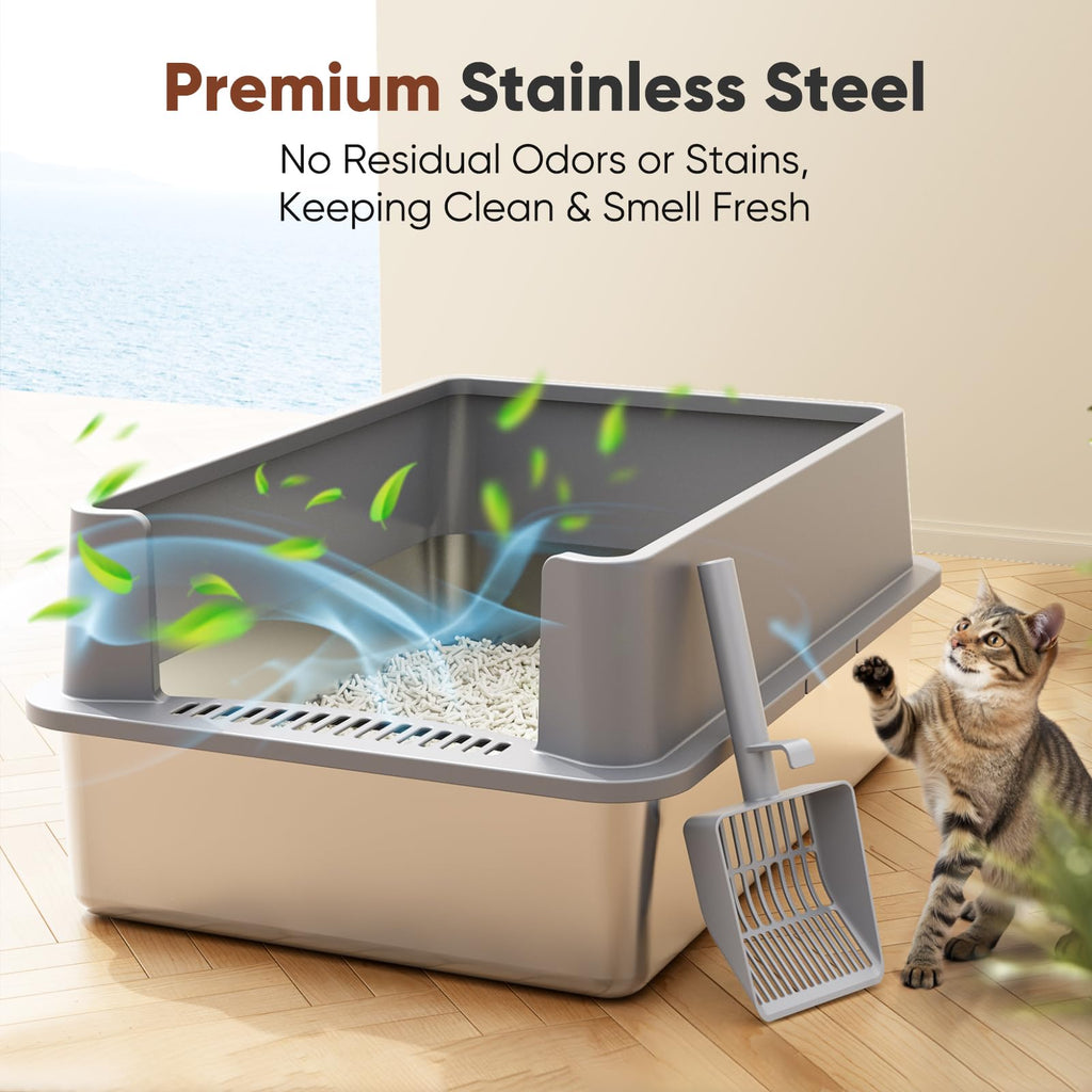 Extra Large Stainless Steel Litter Box with Lid Z4678