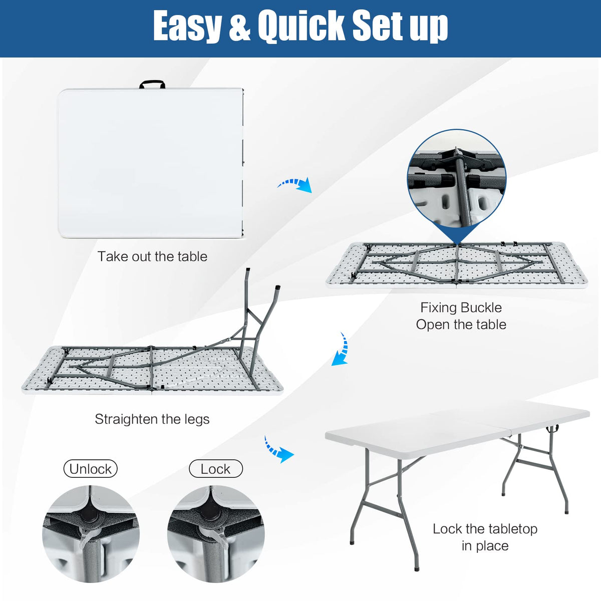 6FT Portable Folding Picnic Table with Handle Q97991