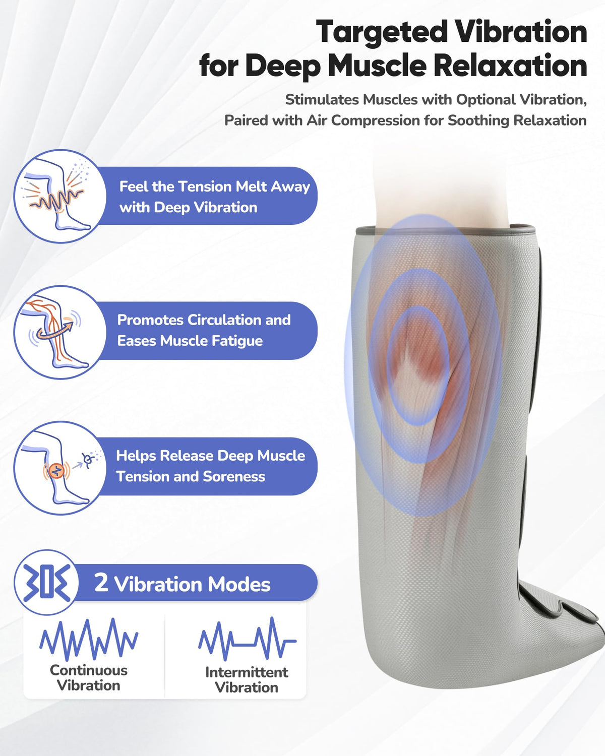 Air Compression Leg Massager with Heat, Foot and Calf Massager, 9 Intensity, 4 Modes, 3 Heating Q950339