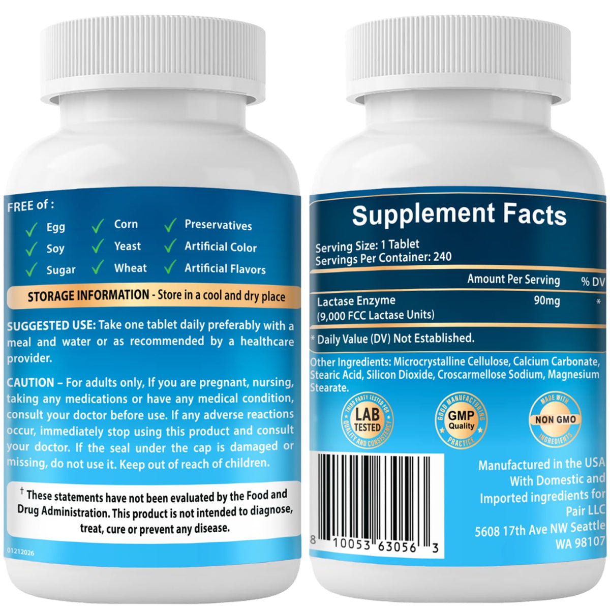 Lactase Enzyme 240 Tablets L3546