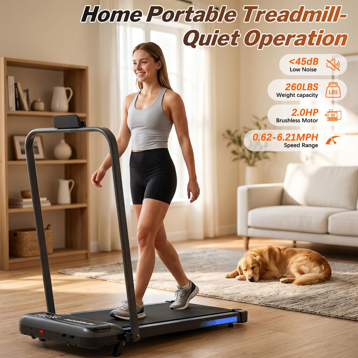 Foldable 3 in 1 Treadmill with Handle Bar and Incline L681790
