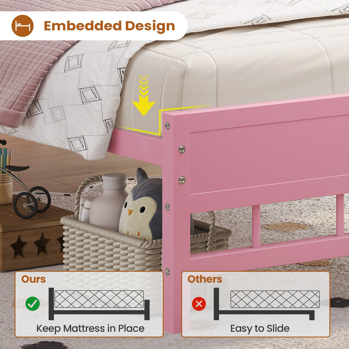 Twin Bed Frame with Storage Headboard I7968