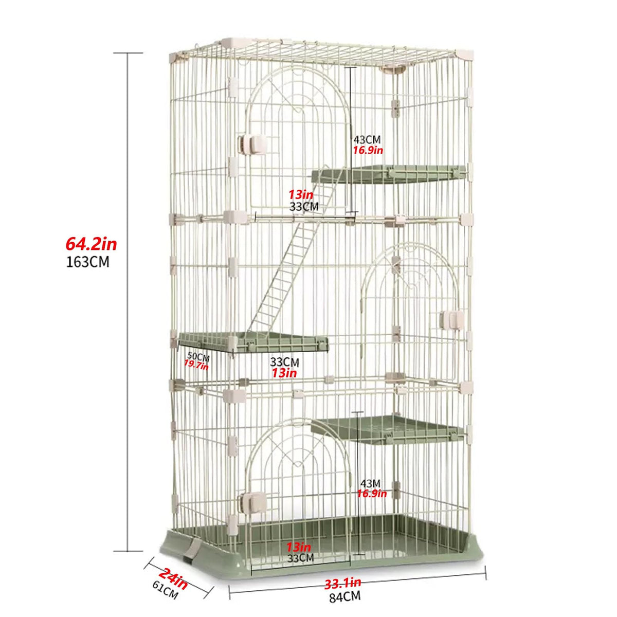 3/4-Tier Wire Cat Cage Playpen Kennel with Hammock G4383