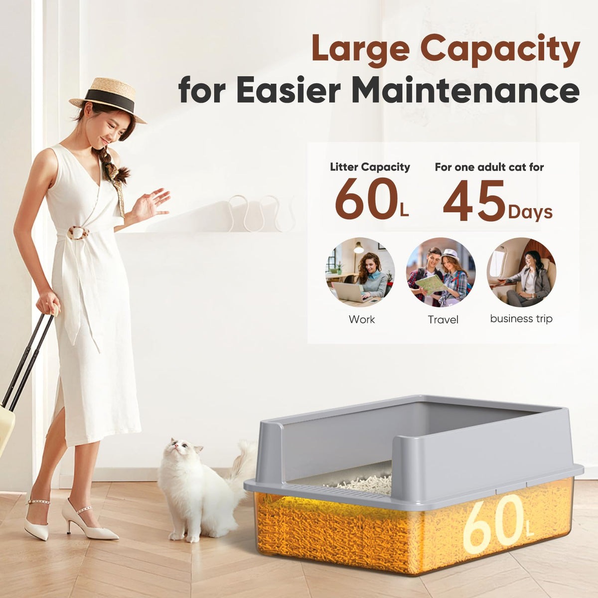 Extra Large Stainless Steel Litter Box with Lid Z4678
