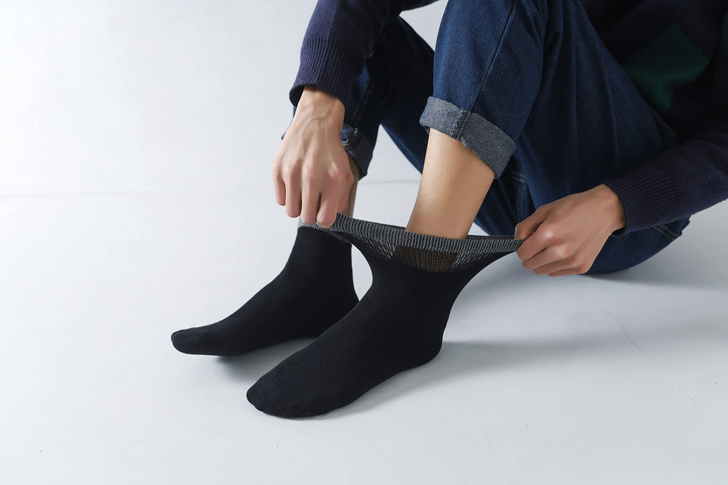 Men's Diabetic Ankle Socks with Seamless Toe, 6 Pairs L Size U4730