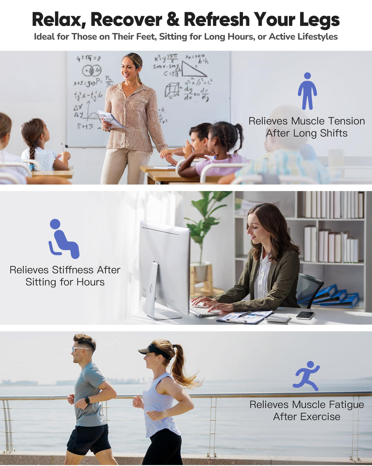Air Compression Leg Massager with Heat, Foot and Calf Massager, 9 Intensity, 4 Modes, 3 Heating Q950339