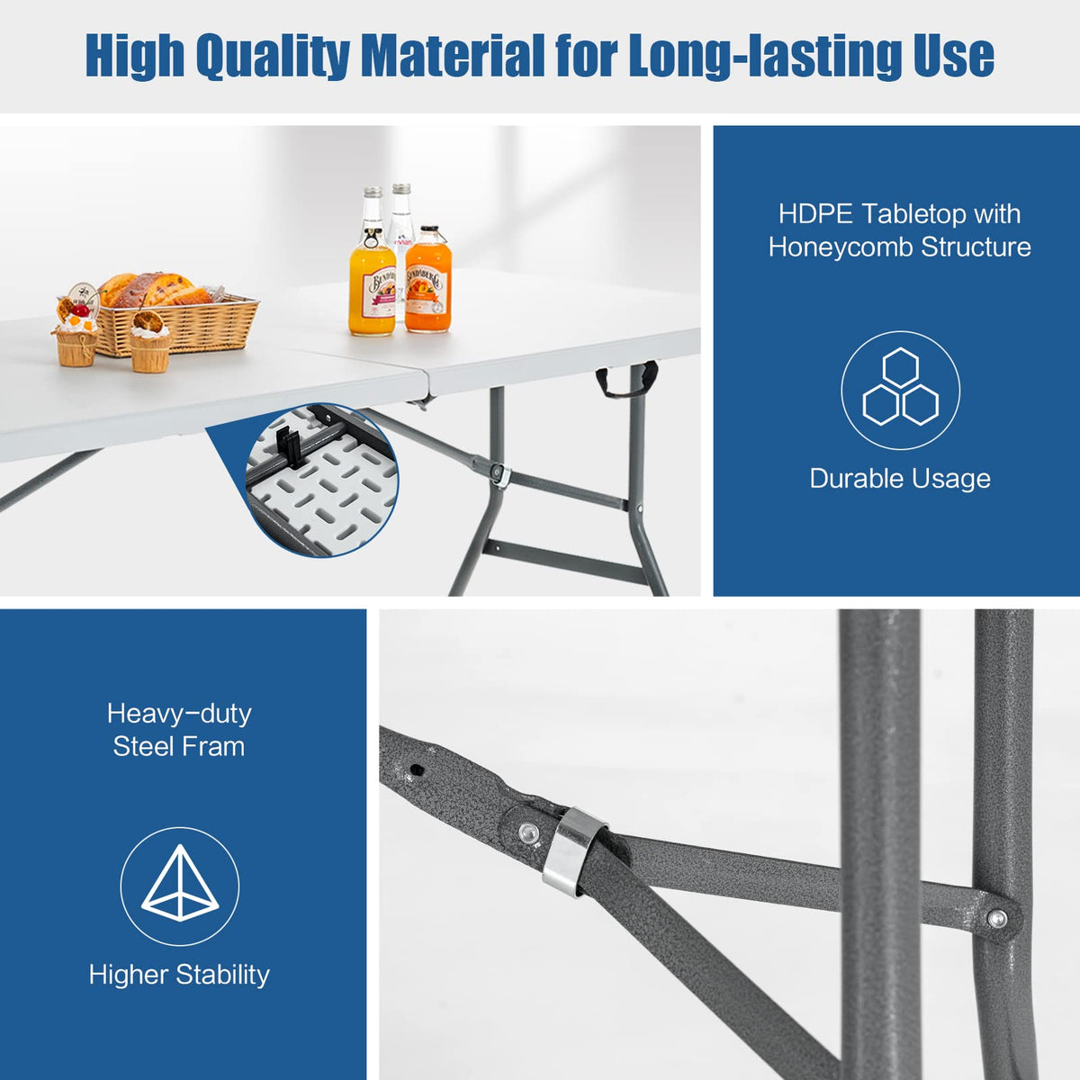 6FT Portable Folding Picnic Table with Handle Q97991