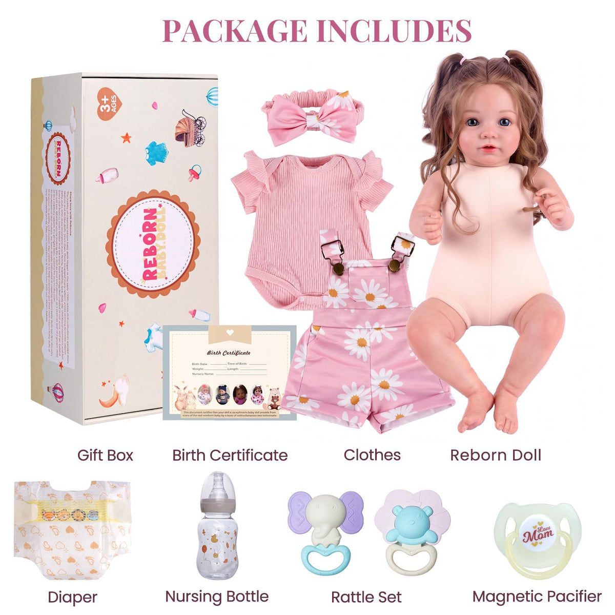 20inch Realistic Reborn Baby Dolls with Poseable Limbs Rooted Hair K9434