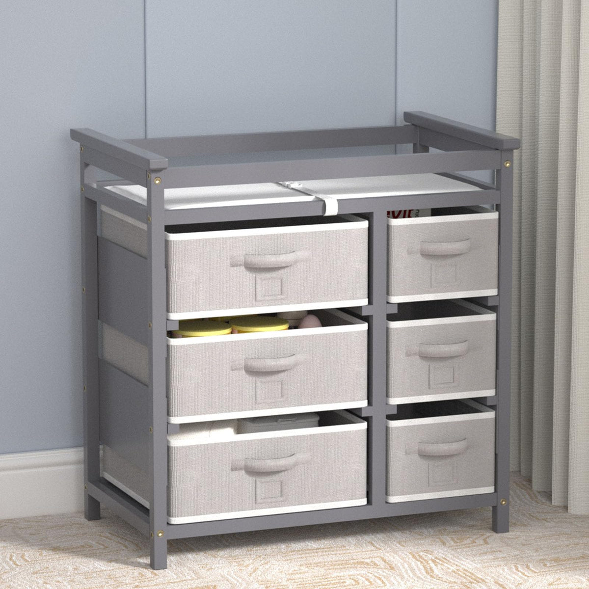 Baby Changing Table with 6 Drawers Storage Station Z9464