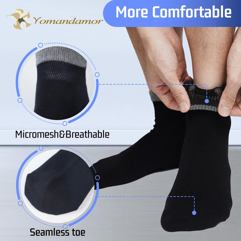 Men's Diabetic Ankle Socks with Seamless Toe, 6 Pairs L Size U4730
