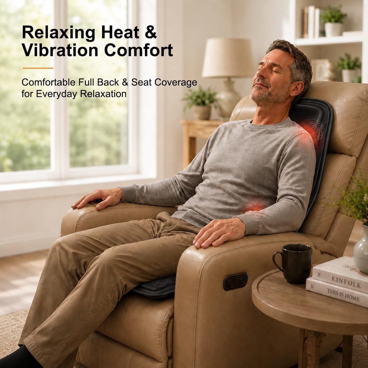 Vibration Back Massager with Heat and 8 Vibration P732
