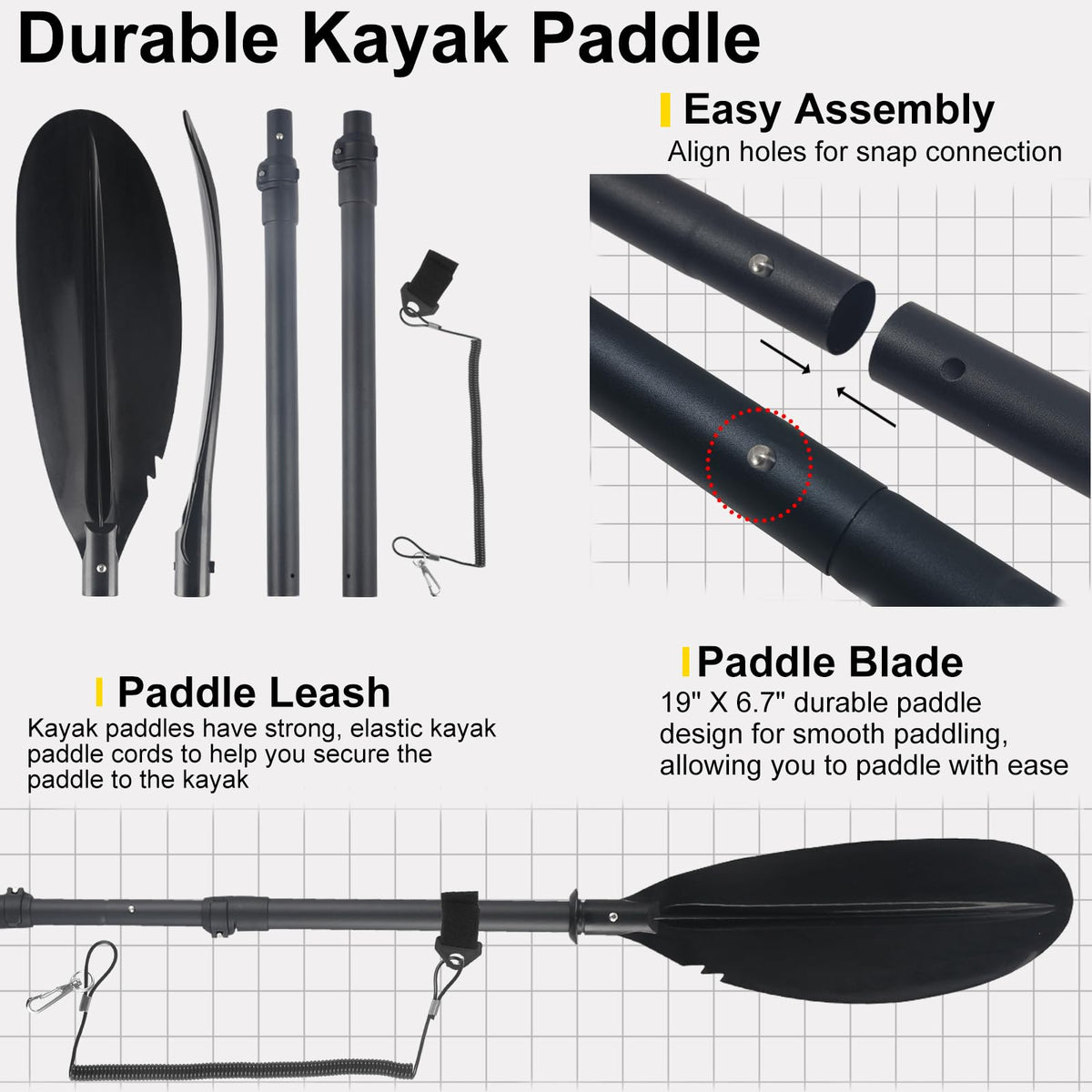 Telescoping Kayak Paddle Black 94inch U499