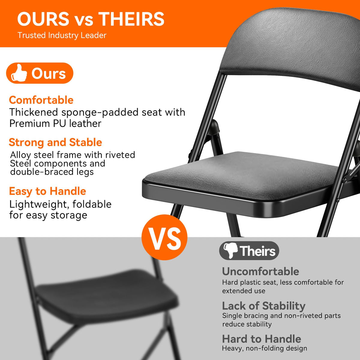 Folding Chairs with Cushion 10 Pack E710
