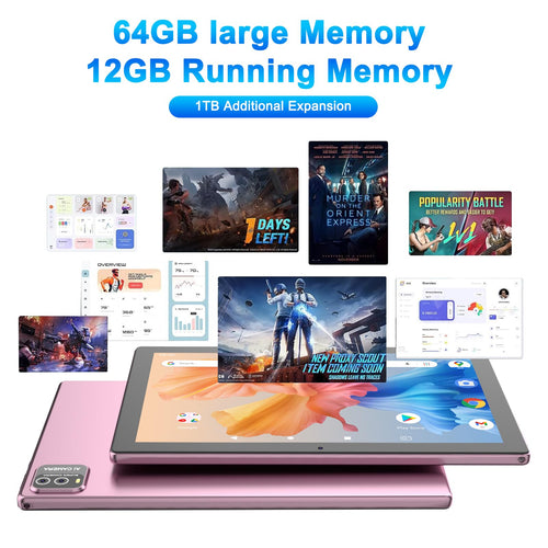 10 Inch Android Tablet with Keyboard 12GB RAM 64GB ROM E957
