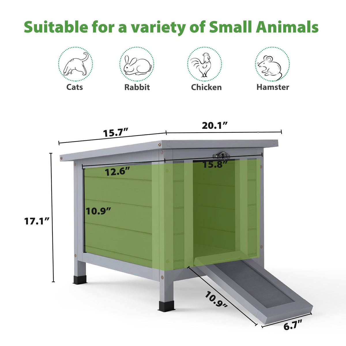 Gray Rabbit Hutch Small Animal Cage I936012