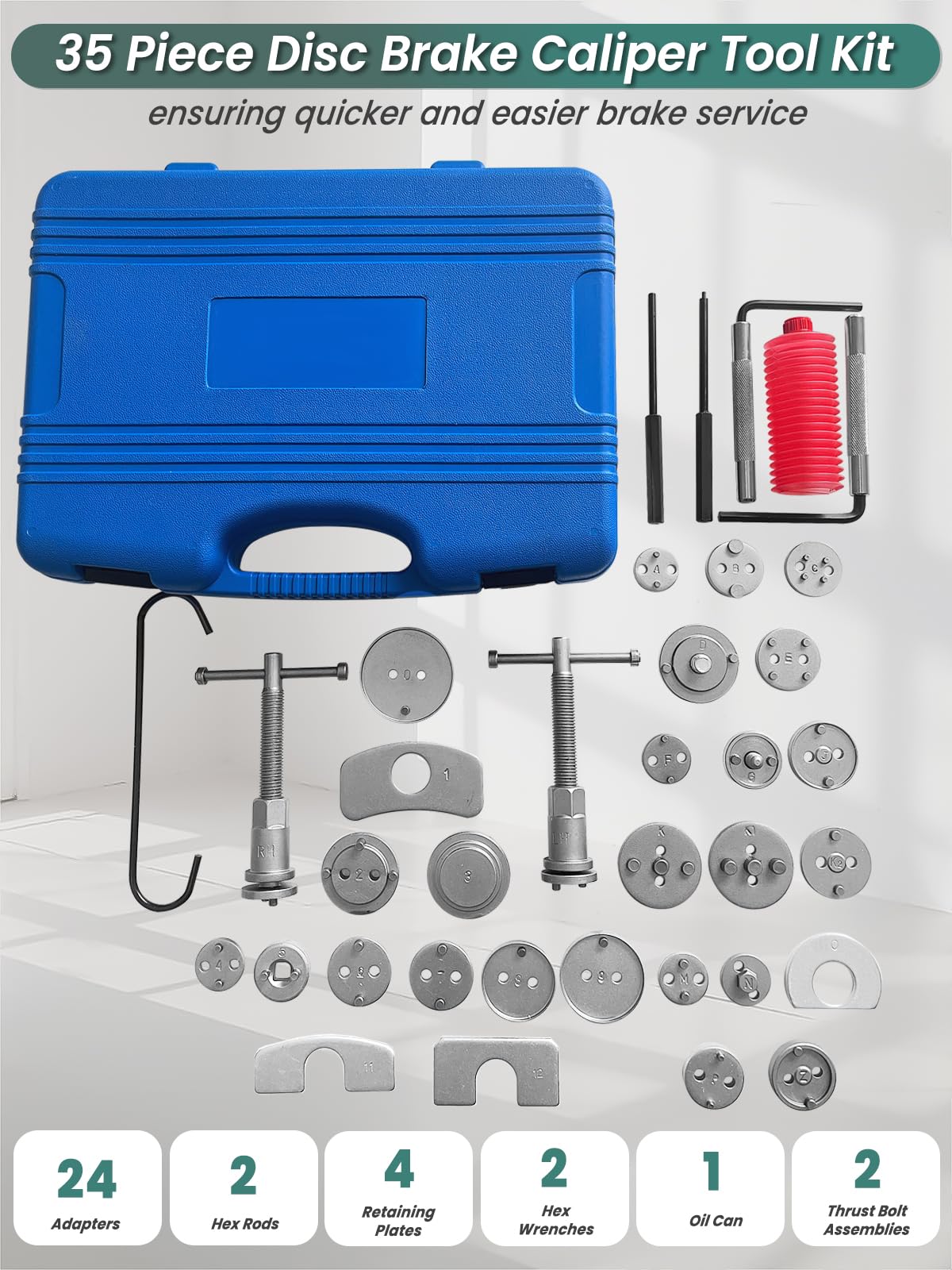 Brake Caliper Compression Tool 36 Piece Disc Brake Caliper Tool Kit with 24 Adapters T920