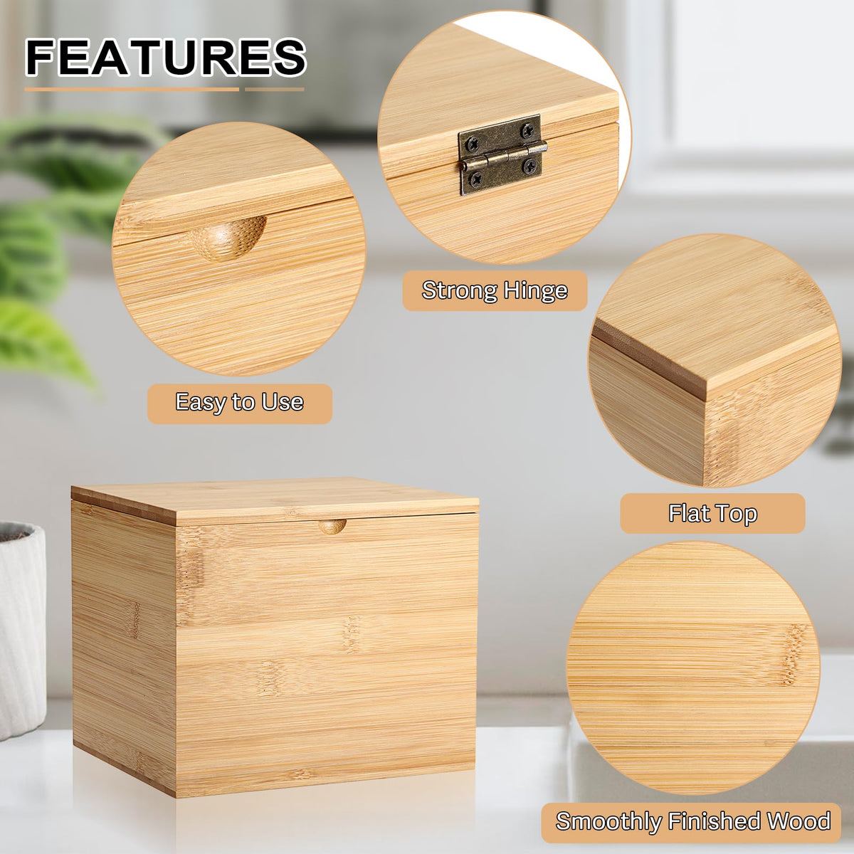 Bamboo Facial Towel Holder with Lid A323