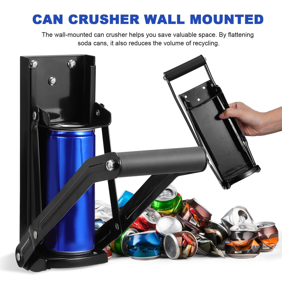 Wall Mounted Stainless Steel Can Crusher with Built in Opener E66072