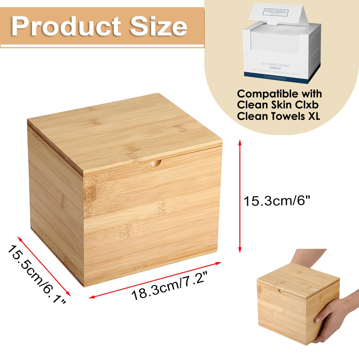 Bamboo Facial Towel Holder with Lid A323