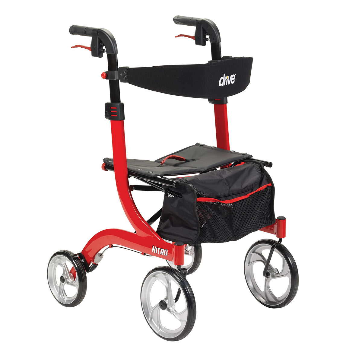Red 4-Wheel Rollator with Seat B14598