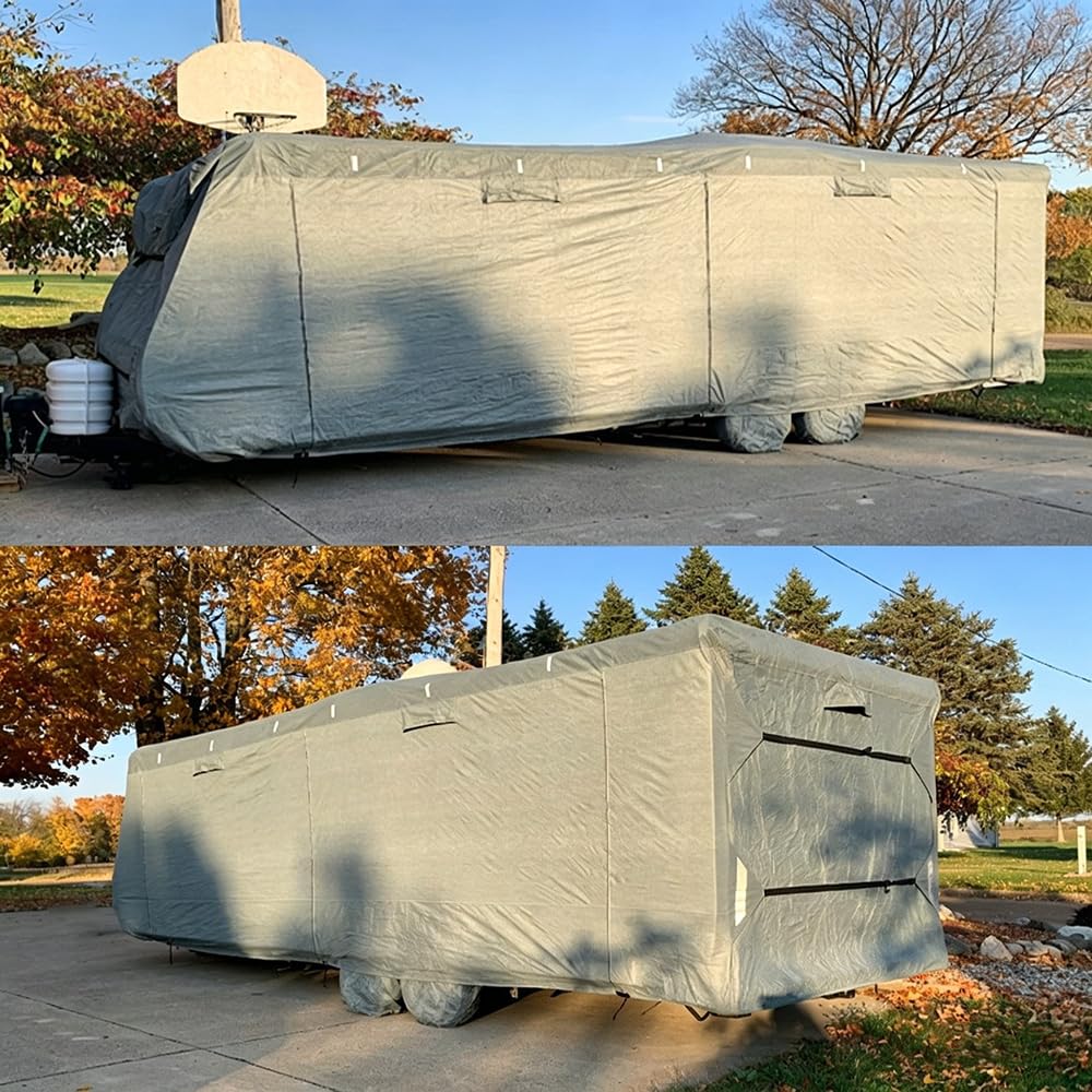Waterproof 420D Travel Trailer Cover with Adjustable Straps L9724