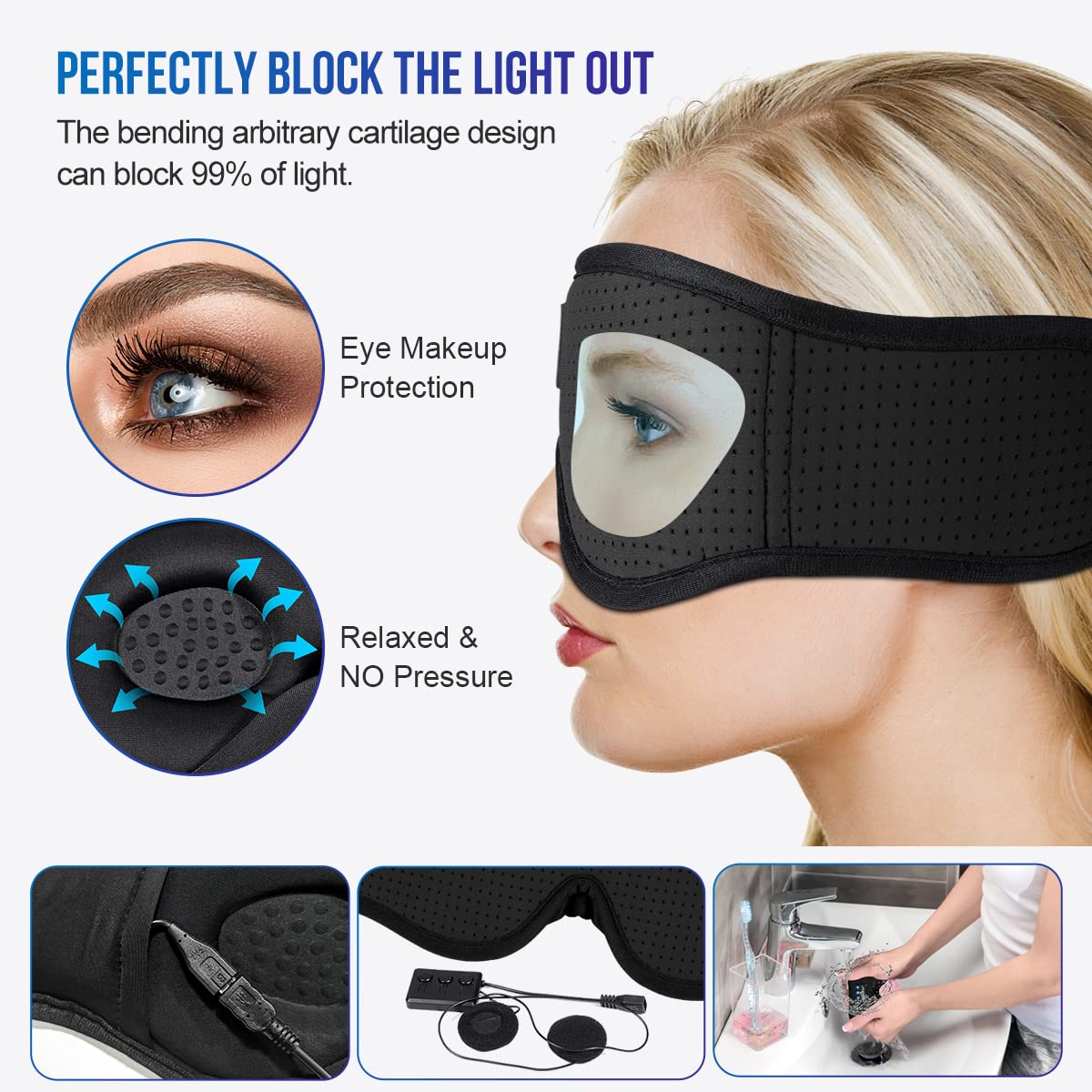 3D Bluetooth Sleep Headphones Headband A976