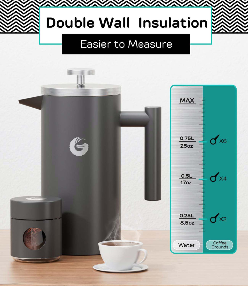 Gray 34 oz French Press Coffee Maker P530757