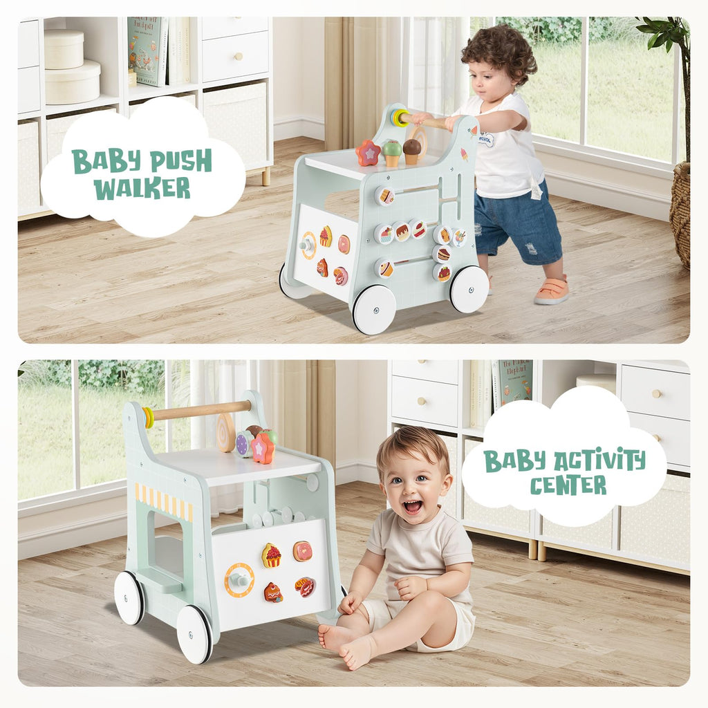 Wooden Baby Walker with Storage and Wheels F600220