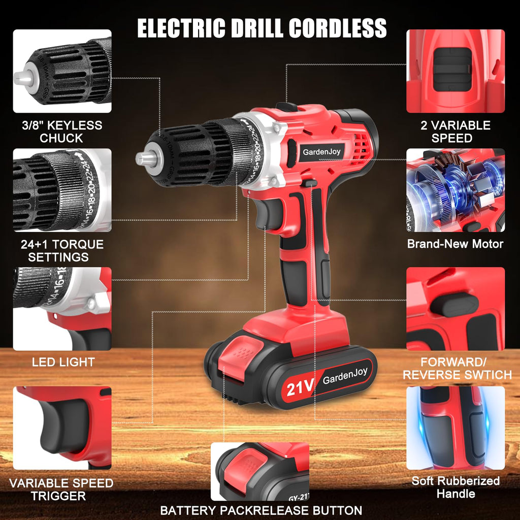 20v Cordless Drill Set with Charger 3/8" Keyless Chuck L191