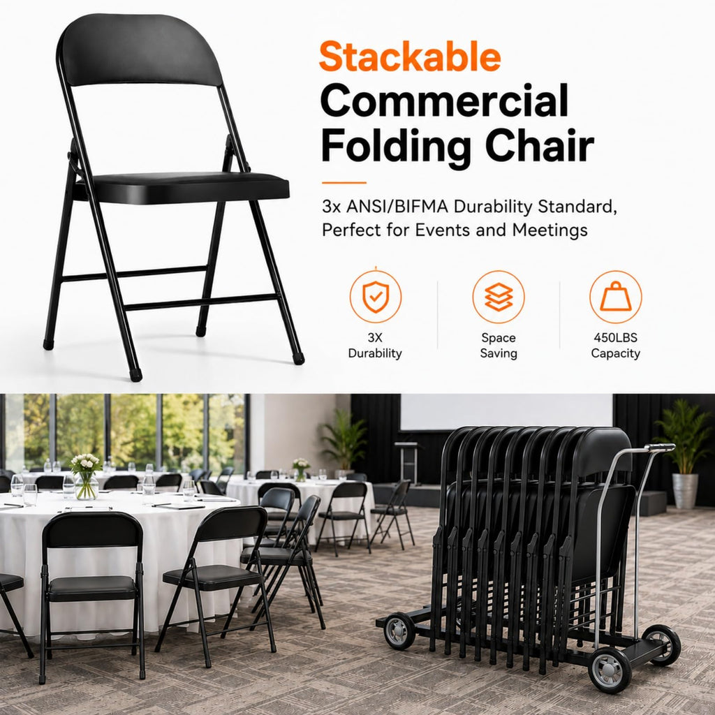 Folding Chairs with Cushion 10 Pack E710