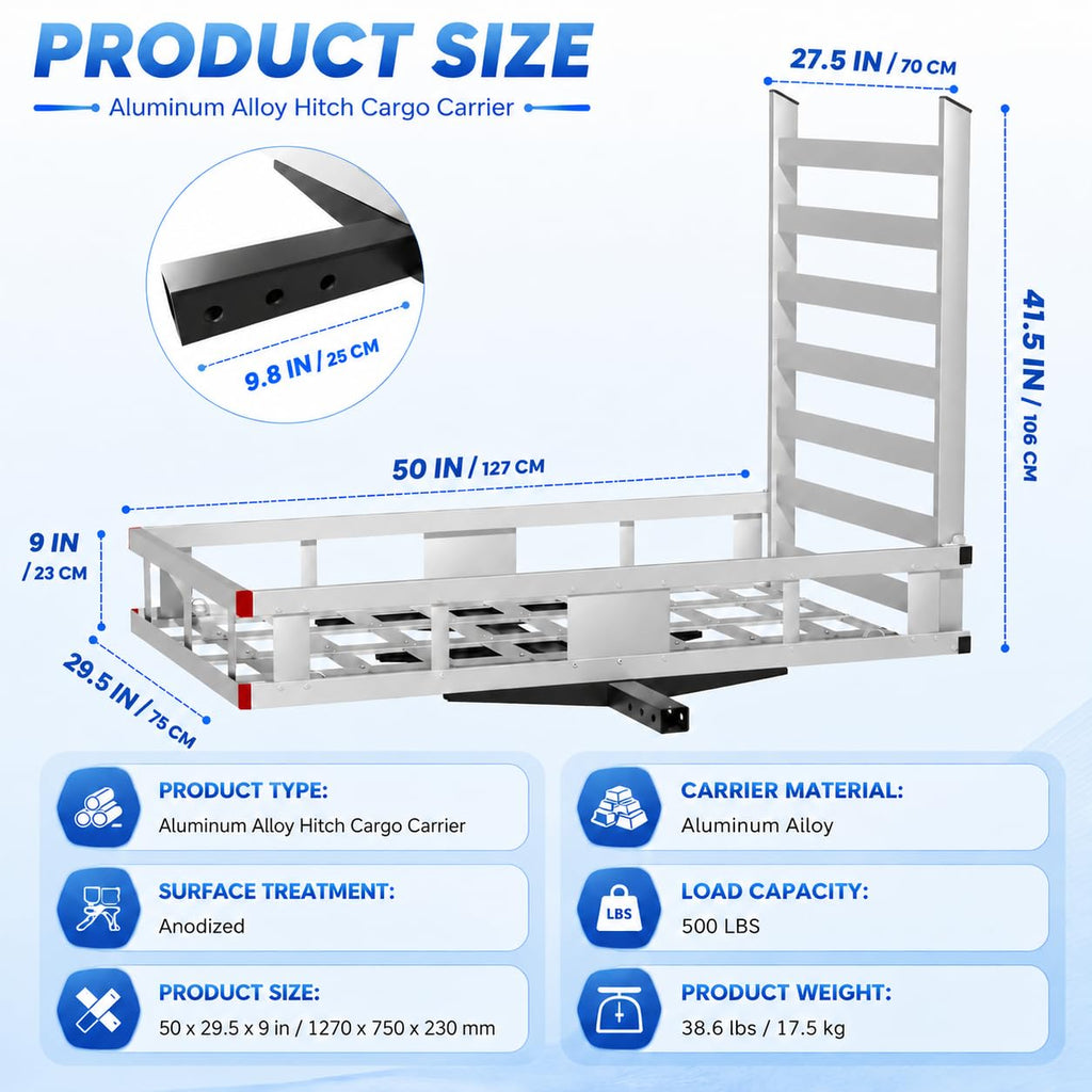 50x29.5x9 Inch Aluminum Hitch Cargo Carrier W88212