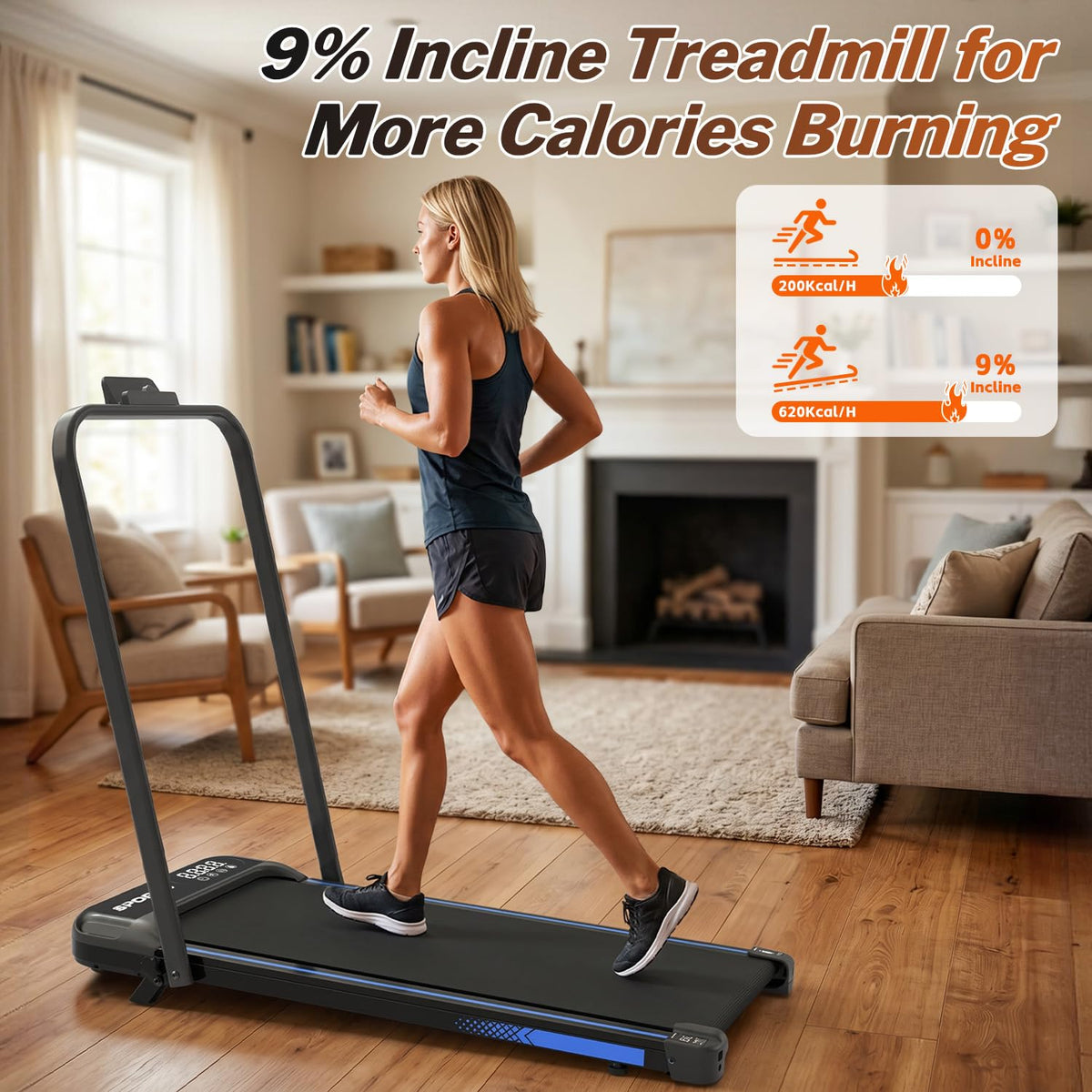 Foldable 3 in 1 Treadmill with Handle Bar and Incline L681790