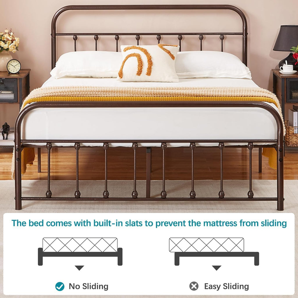 Full Size Metal Bed Frame with Headboard and Footboard A119